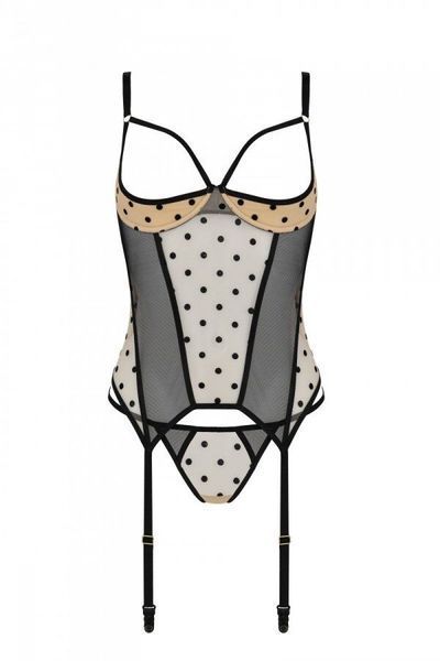 Корсет Passion MARINA CORSET, L/XL, beige, з відкритими чашками SO9726 фото