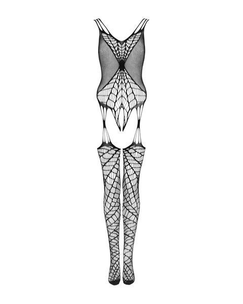 Ажурний бодістокінг під павутину Obsessive Bodystocking G325 black S/M/L, чорний, комбінезон SO7247 фото