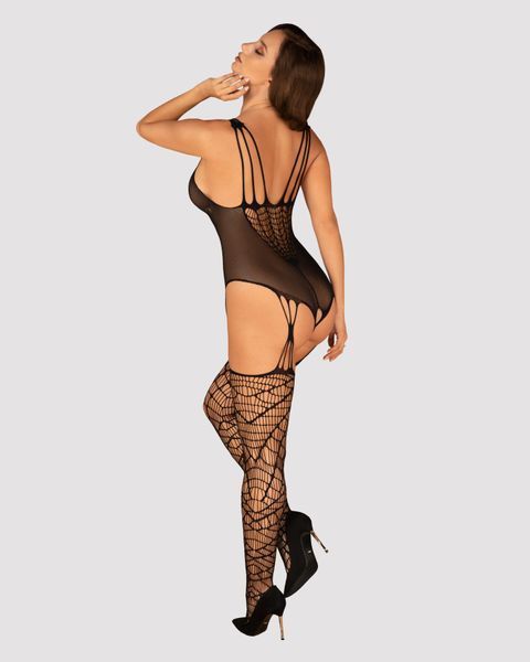 Ажурний бодістокінг під павутину Obsessive Bodystocking G325 black S/M/L, чорний, комбінезон SO7247 фото