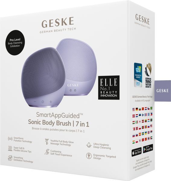 Ультразвукова щітка для тіла та інтенсивний пілінг GESKE Sonic Body Brush&Intensive Exfoliator 7в1 purple HB0358 фото