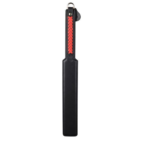 Паддл LOCKINK SEVANDA Braided-handle Spanking Paddle, чорно-червоний, гладенький, з плетінням на ручці SX0877 фото