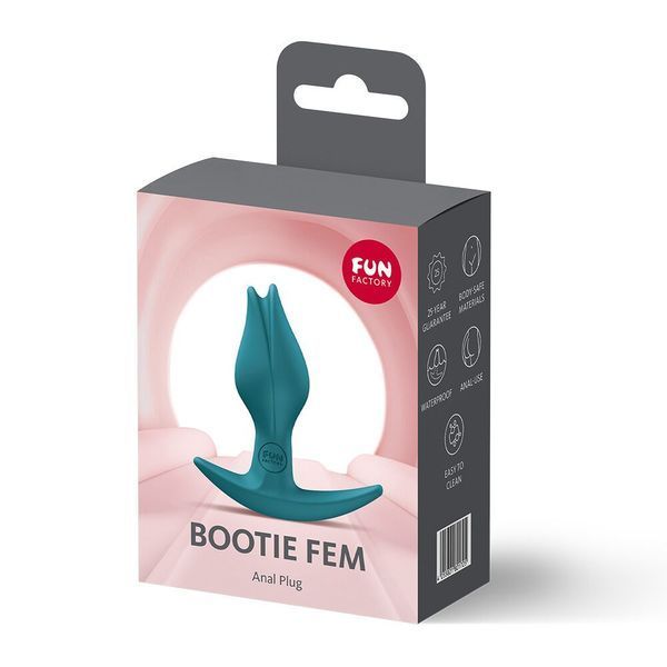 Анальна пробка Fun Factory BOOTIE FEM Bottle Green, у вигляді бутона, діаметр 2,9 см, тонкий обмежувач SX3693 фото