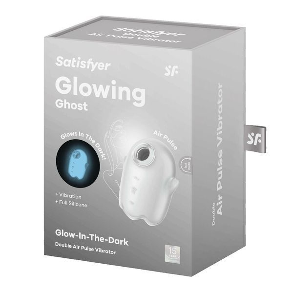 Вакуумний кліторальний стимулятор з вібрацією Satisfyer Glowing Ghost White, світиться в темряві SX0544 фото