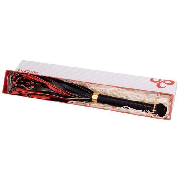 Паддл LOCKINK SEVANDA Braided-handle Spanking Paddle, чорно-червоний, гладенький, з плетінням на ручці SX0877 фото