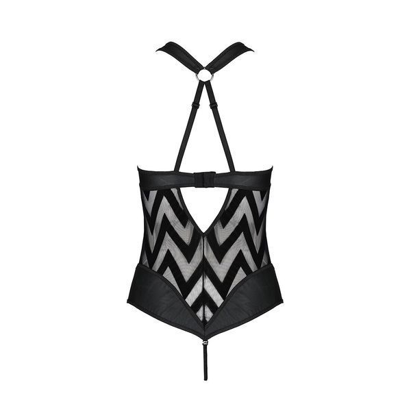 Сітчастий боді з халтером та ритмічним малюнком Passion Hima Body XXL/XXXL, black SO5348 фото