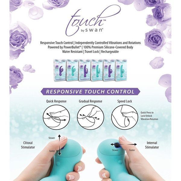 Вібратор-кролик з сенсорним управлінням Touch by SWAN - Solo Purple, глибока вібрація, для точки G SO2731 фото