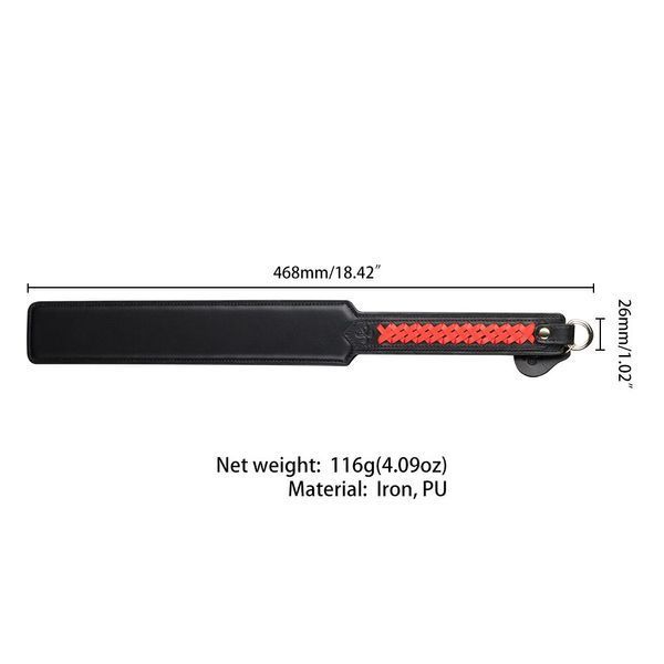 Паддл LOCKINK SEVANDA Braided-handle Spanking Paddle, чорно-червоний, гладенький, з плетінням на ручці SX0877 фото