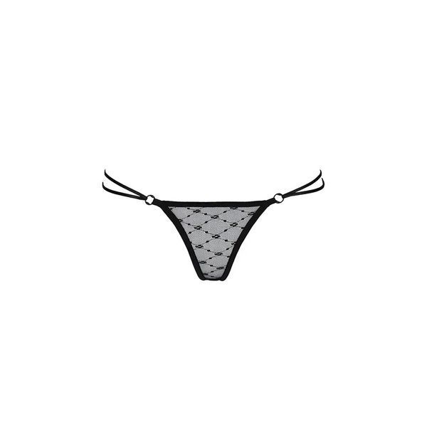 Трусики на зав'язочках з боків Passion Exclusive ZITA THONG S/M, black PS24402 фото