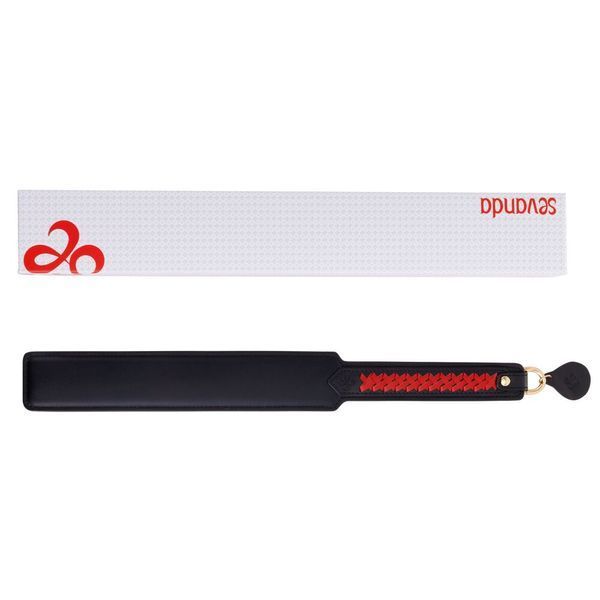 Паддл LOCKINK SEVANDA Braided-handle Spanking Paddle, чорно-червоний, гладенький, з плетінням на ручці SX0877 фото