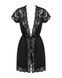 Сатиновий відкритий пеньюар на поясі Obsessive 810-PEI&ndash;1 peignoir black 2XL/3XL, чорний SO7162 фото 5