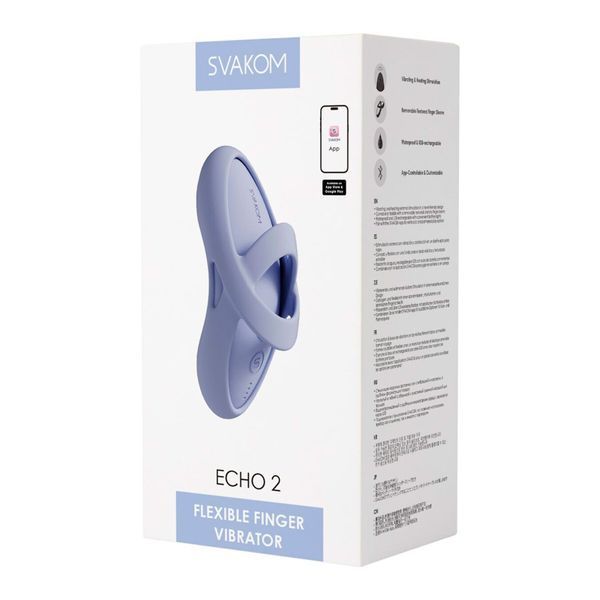 Смарт-вібратор для клітора Svakom Echo 2 Sky Blue, підігрів до 38 &deg;C, знімна насадка на палець SX2448 фото