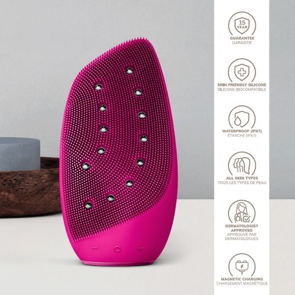 Очищувальна щітка для обличчя GESKE Sonic Thermo Facial Brush&Face-Lifter 8в1 magenta HB0087 фото