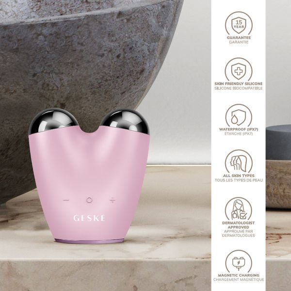 Мікрострумовий підтягувач шкіри обличчя GESKE MicroCurrent Face-Lifter 6в1 pink HB0137 фото