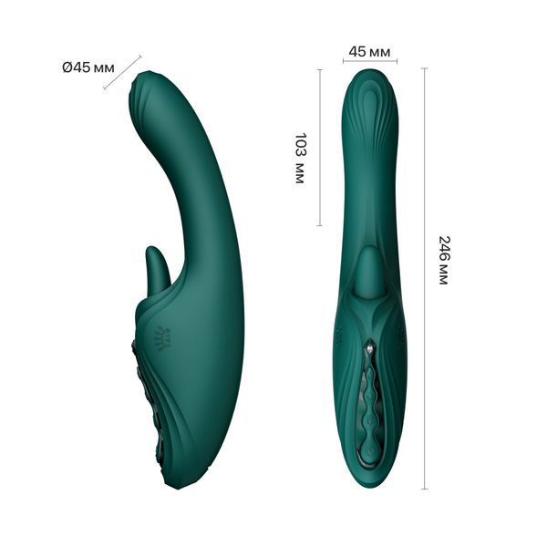 Смарт-вібратор Zalo Ares Turquoise Green, підігрів, 3 мотори, язичок для клітора, стимуляція точки G SX2693 фото