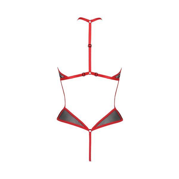 Сітчасте боді з мереживом на грудях Passion SATARA BODY S/M red SO8473 фото
