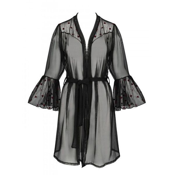 Повітряний пеньюар Passion LOVELIA PEIGNOIR L/XL, black SO4771 фото