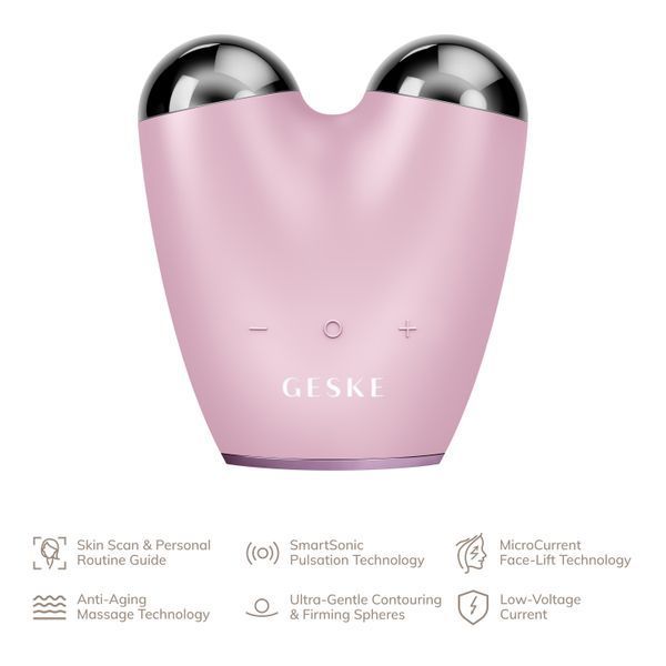 Мікрострумовий підтягувач шкіри обличчя GESKE MicroCurrent Face-Lifter 6в1 pink HB0137 фото