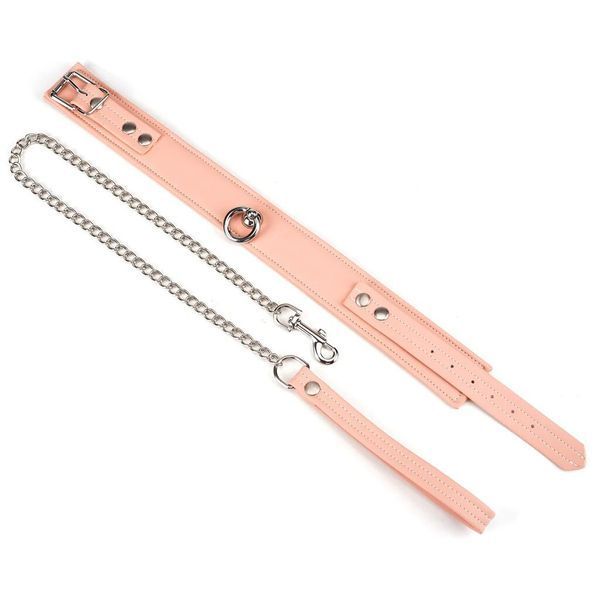 Нашийник з повідцем Liebe Seele Dark Candy Pink Collar with Leash, повідець на карабіні SX1659 фото