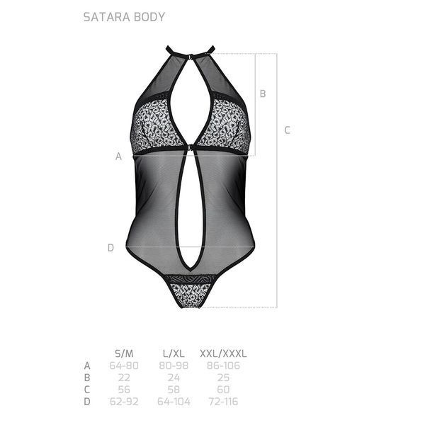 Сітчасте боді з мереживом на грудях Passion SATARA BODY S/M red SO8473 фото