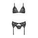 Комплект з відкритим доступом Passion DELIENA SET XXL/XXXL black, ліф, стрінги, пояс для панчіх SO8423 фото 4