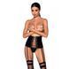 Пояс-корсет з екошкіри Passion CELINE SET L/XL, black, шнурівка, знімні пажі для панчіх, стрінги SO6409 фото 1