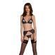 Комплект з відкритим доступом Passion DELIENA SET XXL/XXXL black, ліф, стрінги, пояс для панчіх SO8423 фото 1