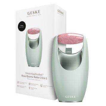Ролер-масажер для обличчя з рожевим кварцом GESKE SmartAppGuided Rose Quartz Roller 5in1 green HB0646 фото