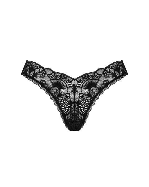 Мереживні стрінги Obsessive Donna Dream thong XL/2XL Black, низька посадка SO8641 фото