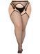 Панчохи Leg Avenue Stokings with O-ring Attached Garter Belt, 1X/2X, чорні, у сітку, імітація пояса SX1062 фото 3