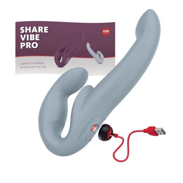 Безремінний страпон з вібрацією Fun Factory SHARE VIBE PRO cool grey, регульований SX0977 фото