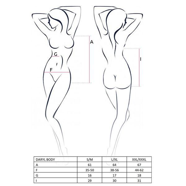 Боді з дуже глибоким декольте Passion DARYL BODY L/XL, black EL14801 фото