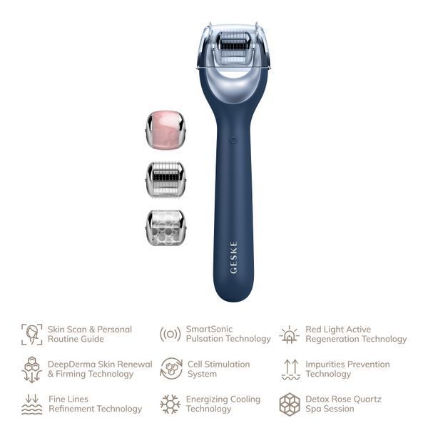 Електронний ролер для обличчя з мікроголками GESKE MicroNeedle Face Roller 9в1 midnight HB0188 фото