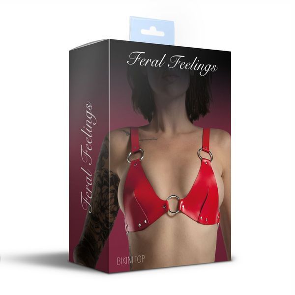Ліф з натуральної шкіри Feral Feelings - Bikini Top Red SO9422 фото