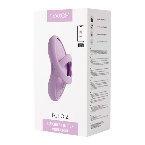 Смарт-вібратор для клітора Svakom Echo 2 Pink Lilac, підігрів до 38 &deg;C, знімна насадка на палець SX2449 фото