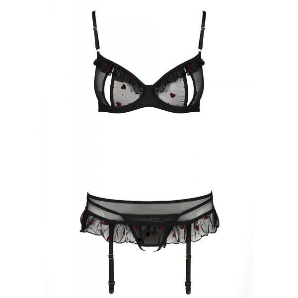 Сексуальний комплект з поясом для панчіх Passion LOVELIA SET L/XL, black SO4777 фото