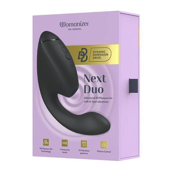 Подвійний вакуумний кліторальний стимулятор з вібрацією Womanizer Next Duo - Black SX3866 фото
