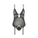Корсет з декольте Passion ERZA CORSET L/XL, black, пажі, трусики, напівпрозорий PS26007 фото 3