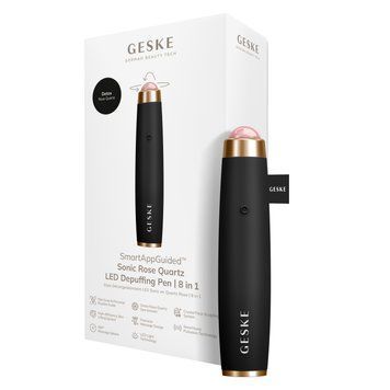 Ручка-масажер для обличчя з рожевим кварцом GESKE SmartAppGuided Sonic Rose Quartz LED Depuffing Pen 8in1 gray HB0647 фото