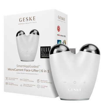 Мікрострумовий підтягувач шкіри обличчя GESKE MicroCurrent Face-Lifter 6в1 white HB0139 фото