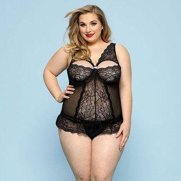 Сексуальний комплект білизни JSY &laquo;Скромниця Брук&raquo; Plus Size, Black, мереживо, корсет, стрінги SO8380 фото