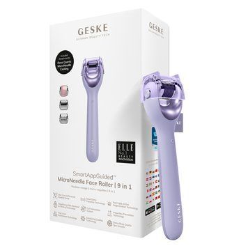 Електронний ролер для обличчя з мікроголками GESKE MicroNeedle Face Roller 9в1 purple HB0189 фото