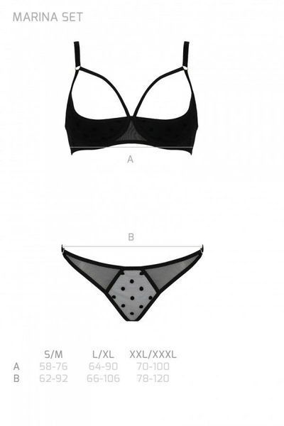 Еротичний комплект Passion MARINA SET WITH OPEN BRA, XXL/XXXL, black, відкриті чашки SO9737 фото