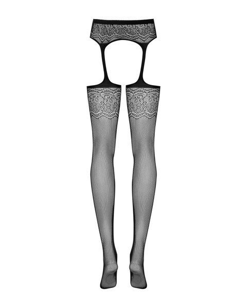 Сітчасті панчохи-стокінги з квітковим малюнком Obsessive Garter stockings S207 S/M/L,чорні SO7266 фото