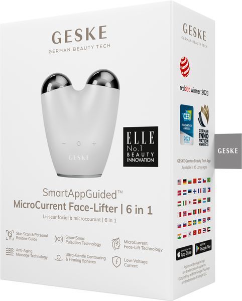 Мікрострумовий підтягувач шкіри обличчя GESKE MicroCurrent Face-Lifter 6в1 white HB0139 фото