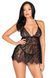 Сорочка бебі-дол Leg Avenue Floral lace babydoll & string Black L, стрінги SO9171 фото 6