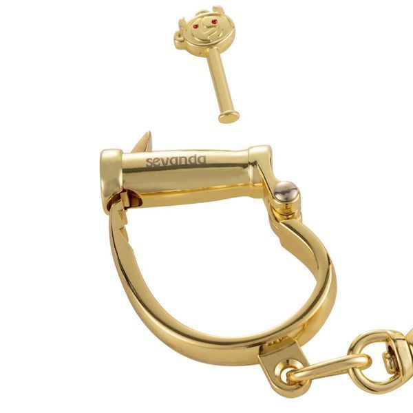 Наручники LOCKINK Love-slave Handcuffs, золотисті, металеві, у формі стремен SX0897 фото