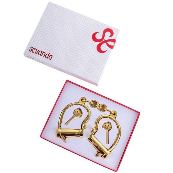 Наручники LOCKINK Love-slave Handcuffs, золотисті, металеві, у формі стремен SX0897 фото