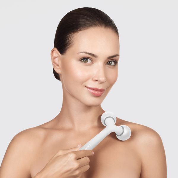 Електронний ультразвуковий ролик для обличчя та тіла GESKE Sonic Facial&Body Roller 4в1 white HB0039 фото