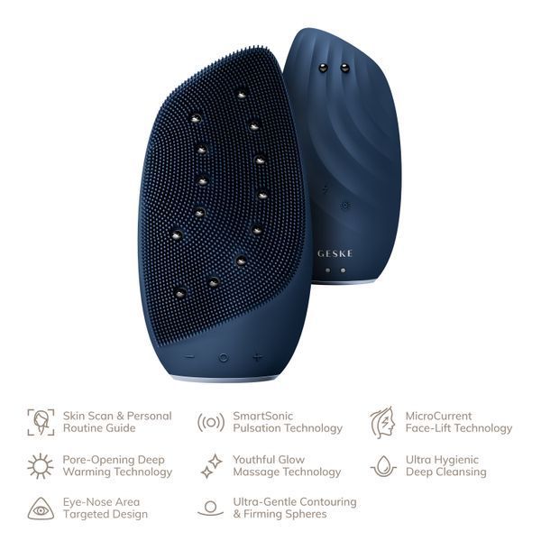 Очищувальна щітка для обличчя GESKE Sonic Thermo Facial Brush&Face-Lifter 8в1 midnight HB0089 фото