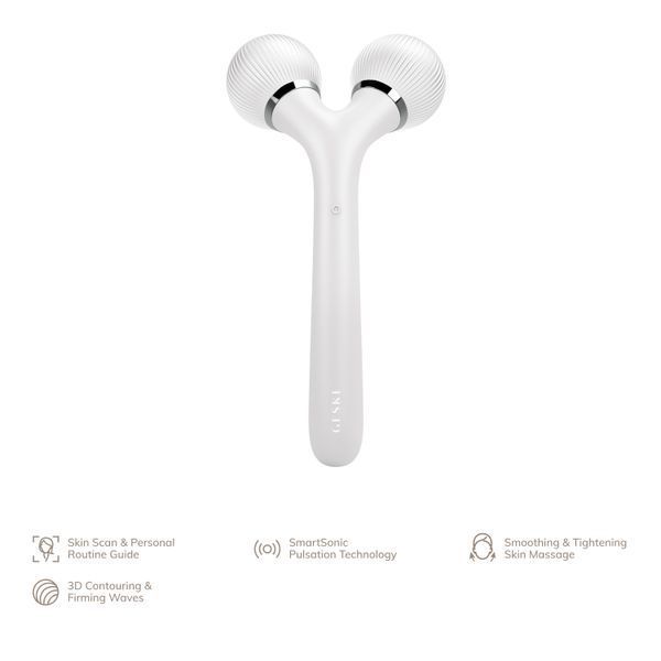 Електронний ультразвуковий ролик для обличчя та тіла GESKE Sonic Facial&Body Roller 4в1 white HB0039 фото